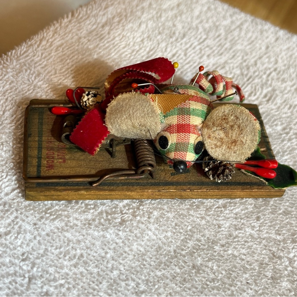 Vintage Mouse Trap & Mouse Pin Cushion